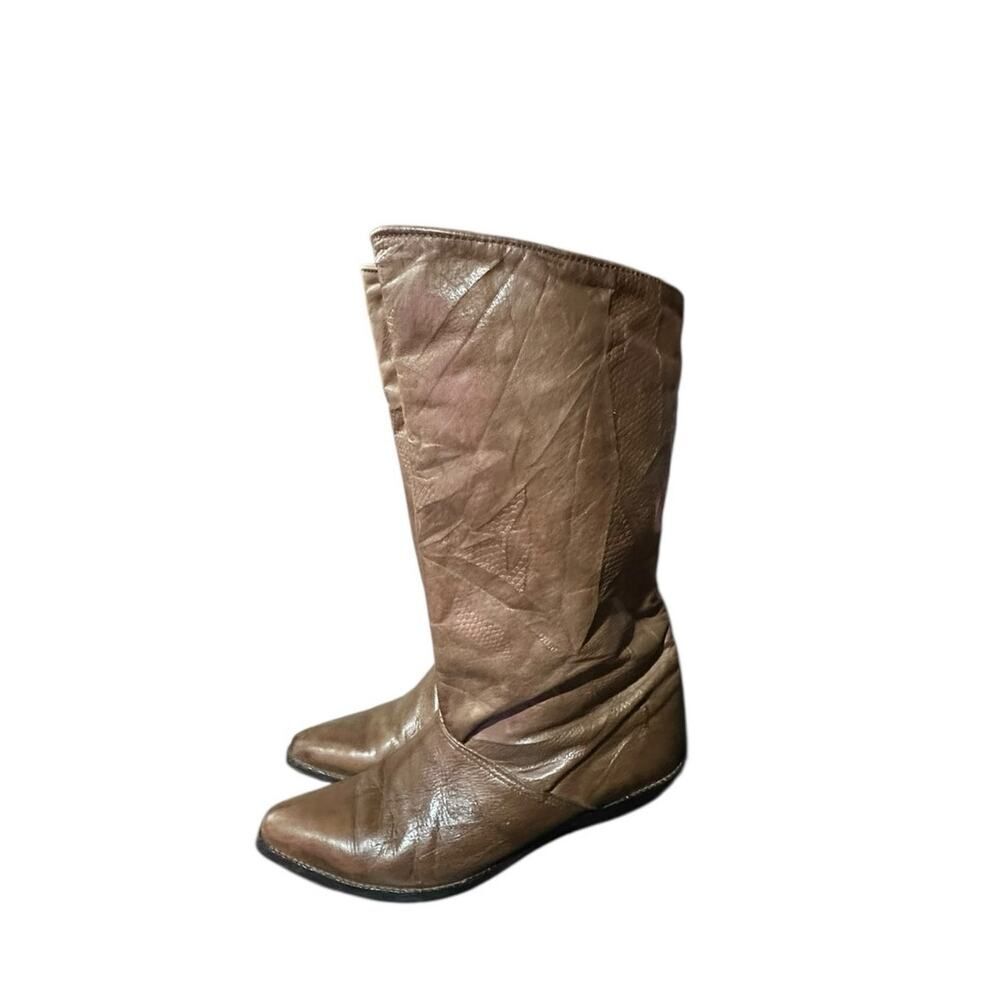 Zodiac Slouch Women's Western Leather Brown Boots Size 6.5 M Y2K